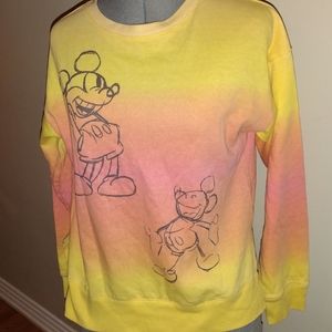 Mickey Mouse Orange Ombré Sweatshirt, Disney Mickey Ombre Tie Dye Sweatshirt